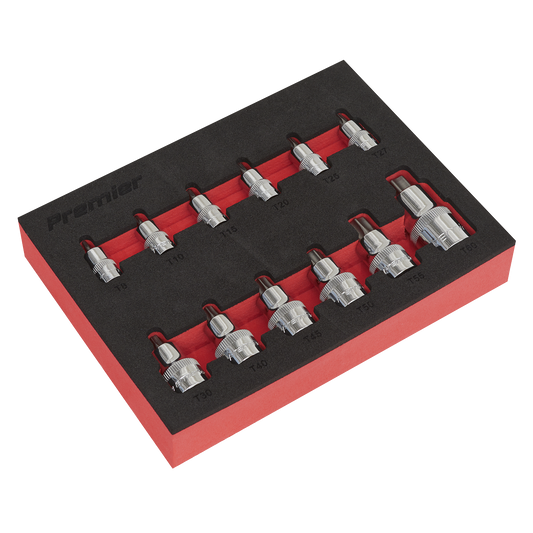 Sealey TRX-Star Socket Bit Set 12 Pcs Stubby 1/4" 3/8" 1/2" Square Drive AK6245