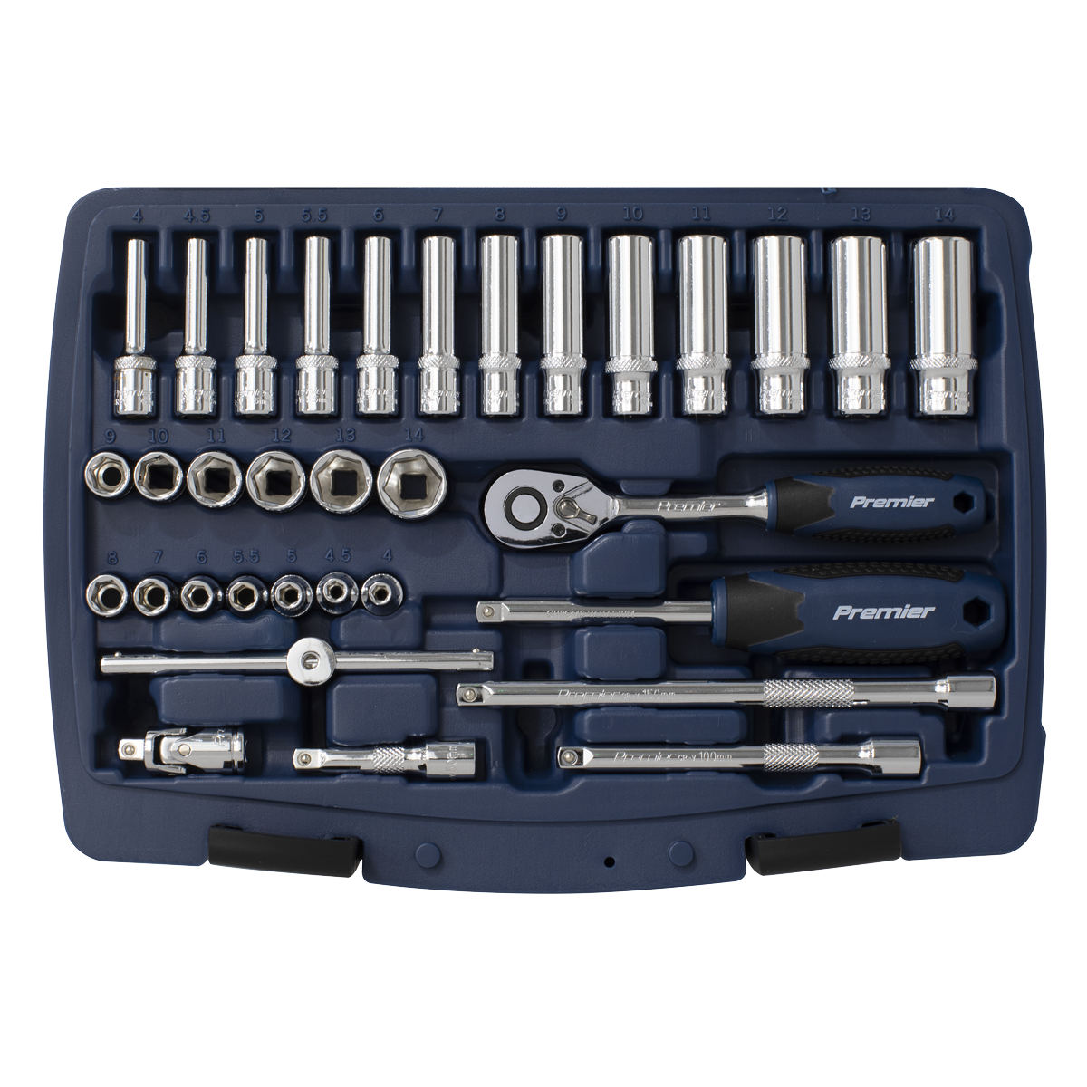 Sealey Socket Set 33 Pieces 1/4" Square Drive 6 Point WallDrive Metric AK8990