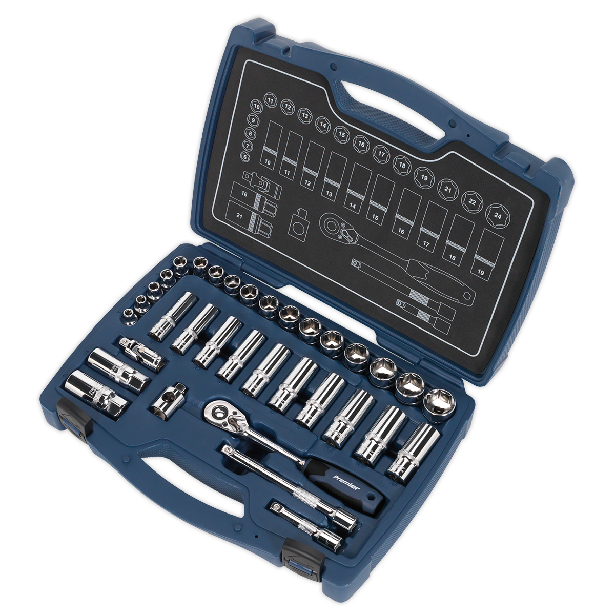 Sealey Socket Set 34 Pieces 3/8" Square Drive 6 Point WallDrive Metric AK8991