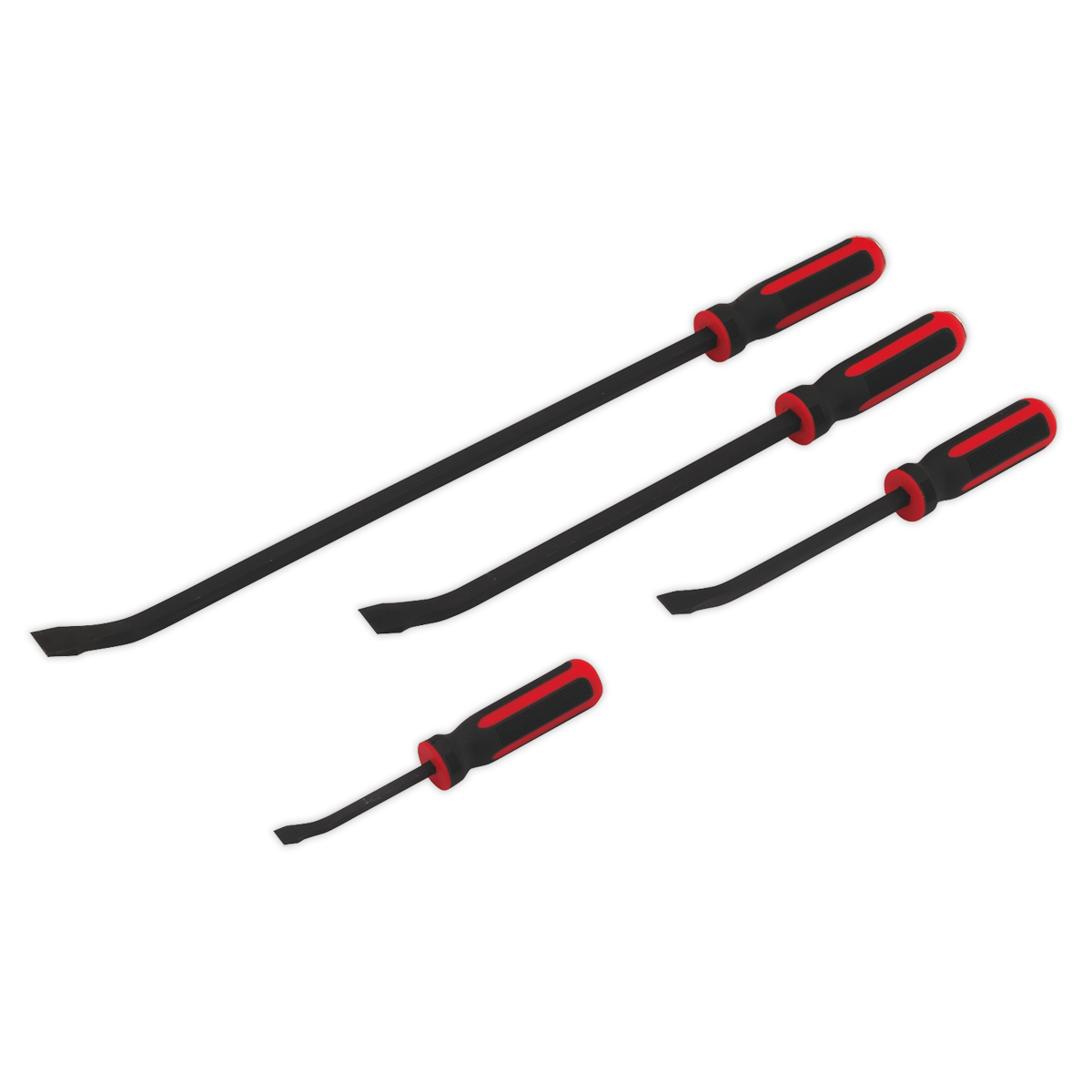 Sealey Angle Prybar Set With Hammer Cap 4 Pcs Heavy Duty Blackened Finish AK9105