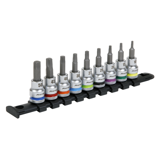 Sealey TRX-Star Socket Bit Set 9 Pcs 3/8" Square Drive - Platinum Series AK6251