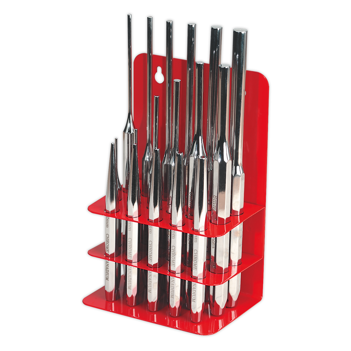 Sealey Punch Set 17 Pieces Mirror Polished Chrome Vanadium Steel AK9130