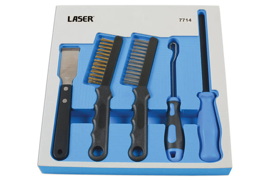LASER 7714 Brake Component Cleaning Kit 5-Piece Steel Brushes & Scraper