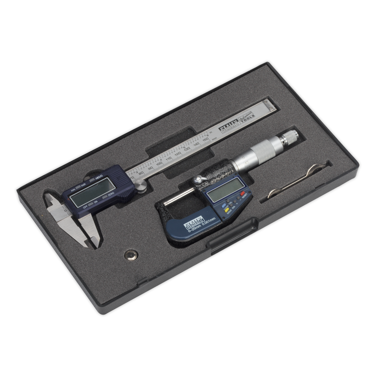 Sealey Digital Measuring Set 2 Pieces Vernier Caliper Micrometer AK9637D