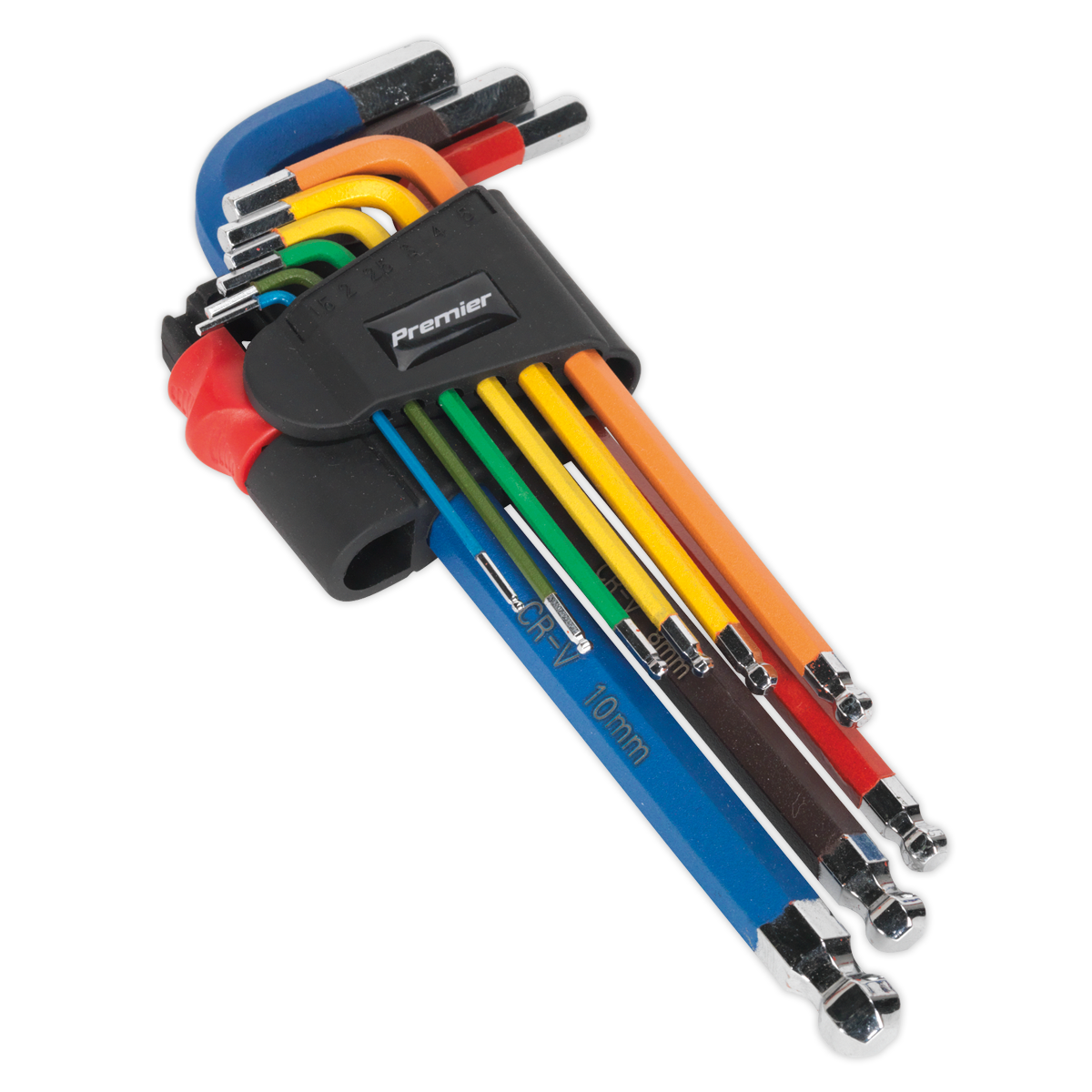 Sealey Ball-End Hex Allen Key Set 9Pc Colour-Coded Metric Chrome Vanadium AK7190