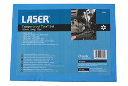 LASER 7723 12Pcs Screwdriver Long Tamperproof Torx Socket Bit Set 135mm Steel