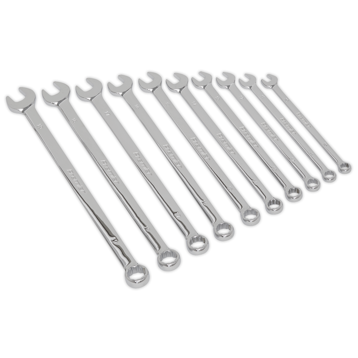 Sealey Combi Spanner Set 10 Pcs Extra-Long Metric Chrome Vanadium Steel AK6310