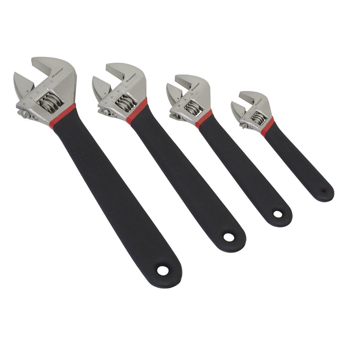 Sealey Adjustable Wrench Set High Grade Steel 4 Pieces Ni-Fe Finish AK9935