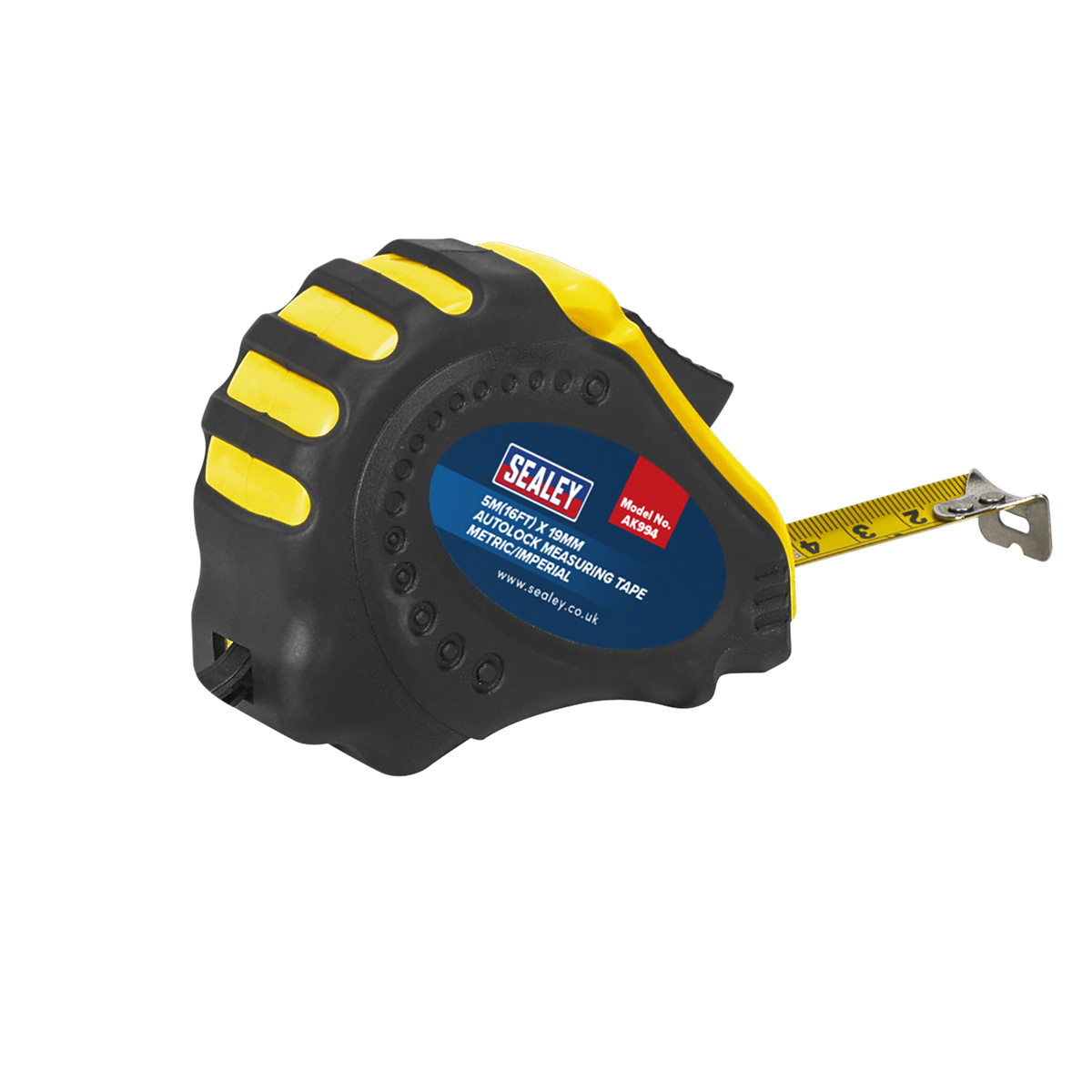 Sealey Autolock Measuring Tape 5M/16FT x 19mm Metric Imperial Wrist Strap AK994