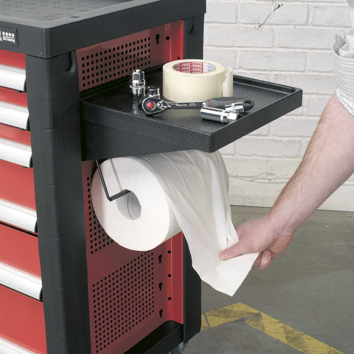 Sealey Side Shelf & Roll Holder For AP24 Series Tool Chest Box Black AP24ACC2
