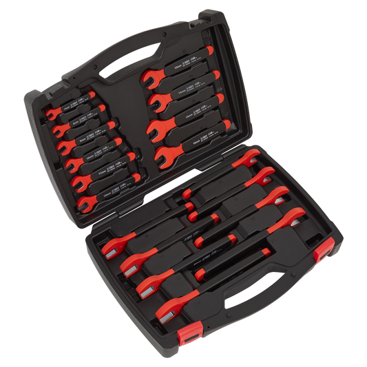Sealey VDE Approved Insulated Open-End Spanner Set in Storage Case 18pc AK63172