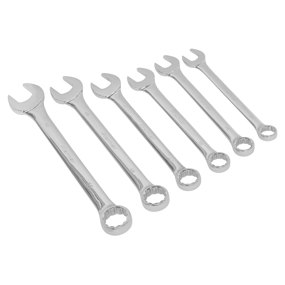 Sealey Combi Spanner Set 6pc Super Jumbo Chrome Vanadium Steel Metric AK6324