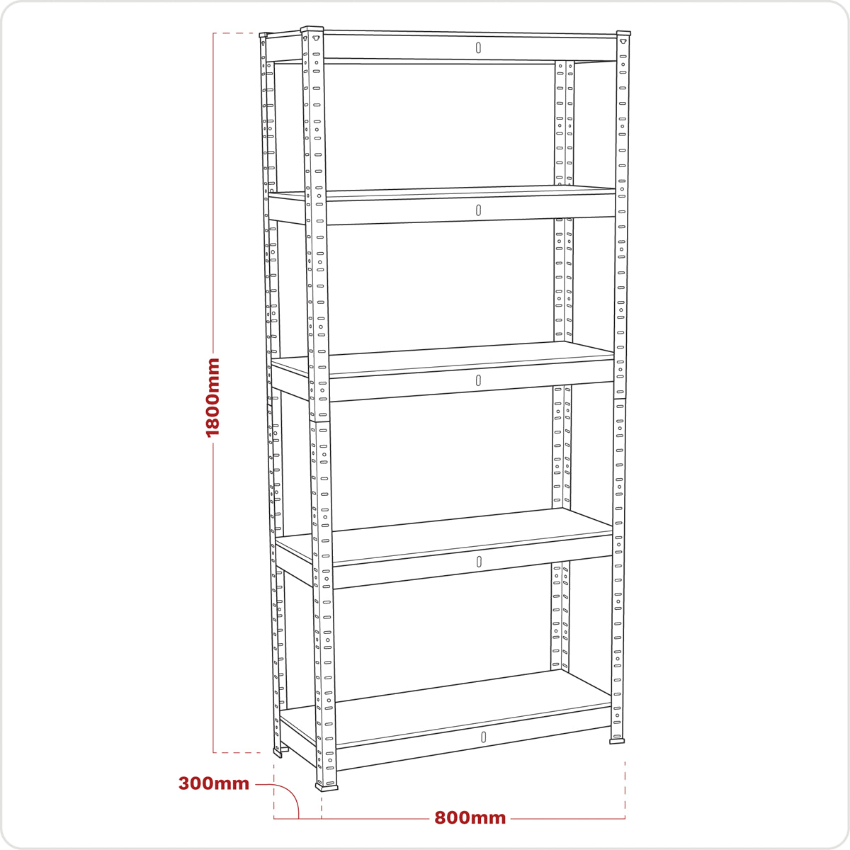 Sealey 5 Shelf Racking Unit Storage Steel Frame 150kg Capacity/Level AP6150GS