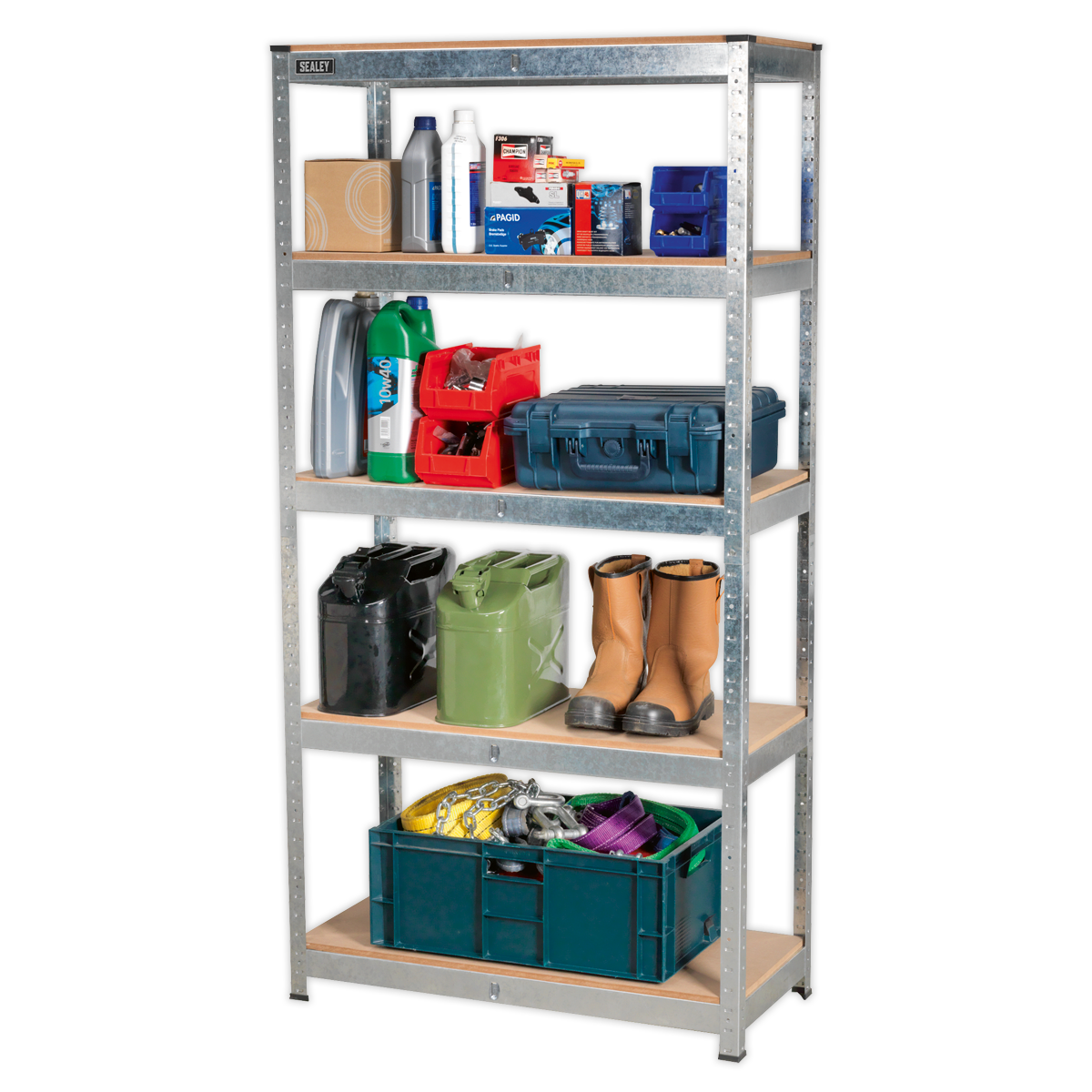 Sealey 5 MDF Shelf Racking Unit 350kg Capacity Per Level Silver AP6350GS