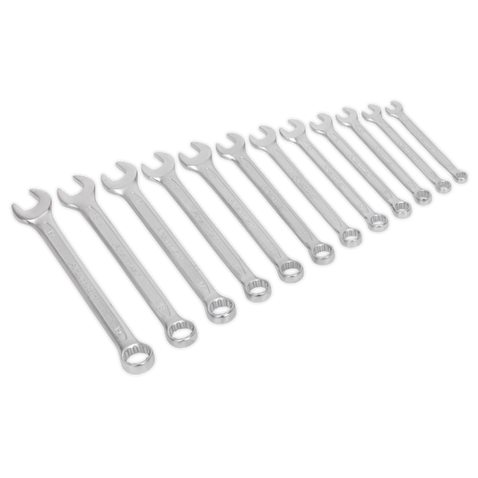 Sealey Combi Spanner Set 12pc Cold Stamped Chrome Vanadium Steel Metric AK6325