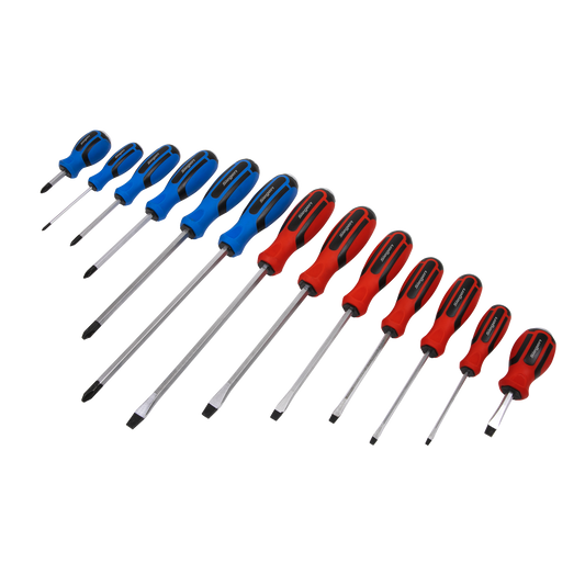 Sealey Screwdriver Set 13 Pieces Hammer-Thru Chrome Vanadium Steel S0754