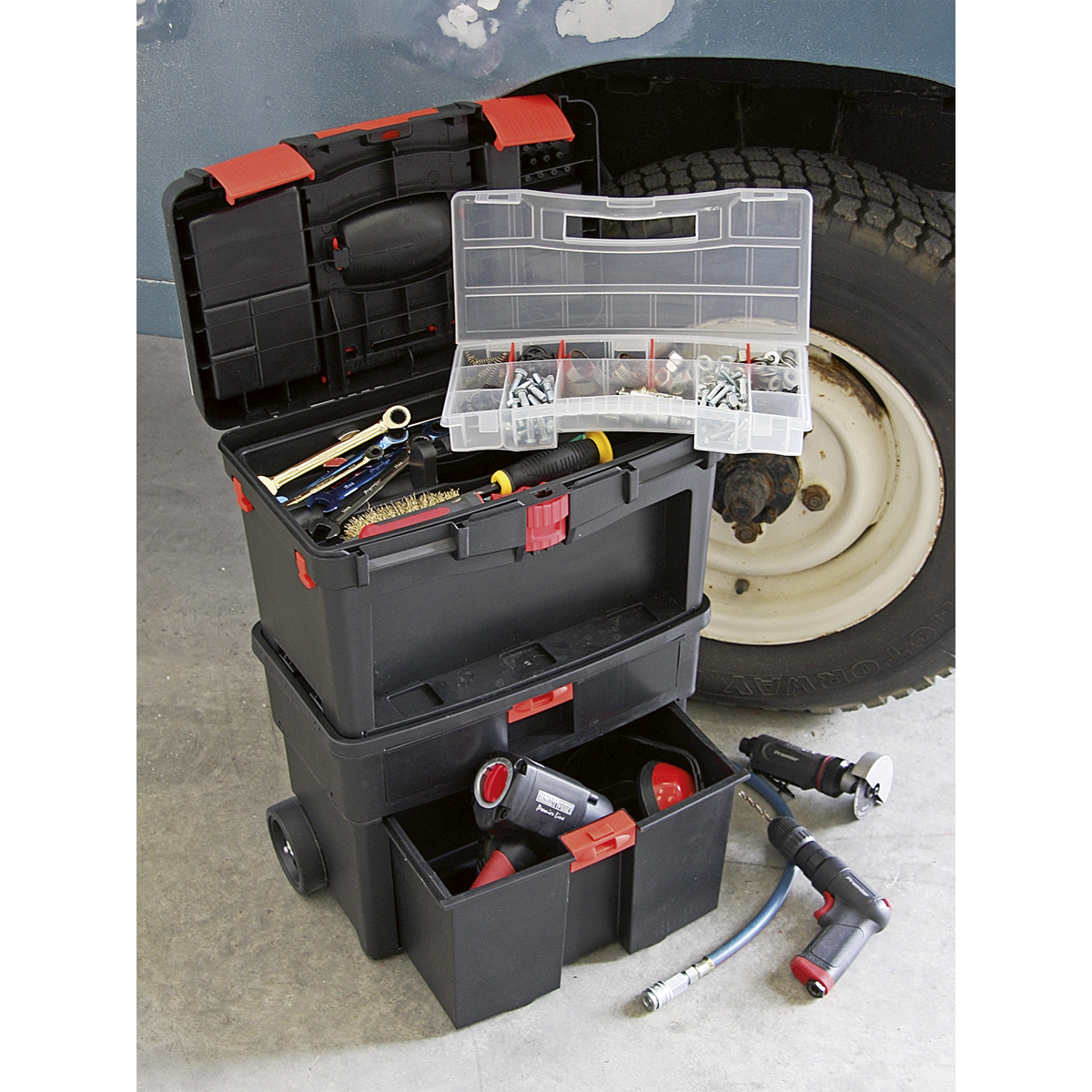 Sealey Mobile Tool Chest Box With Tote Tray & Removable Assortment Storage AP850