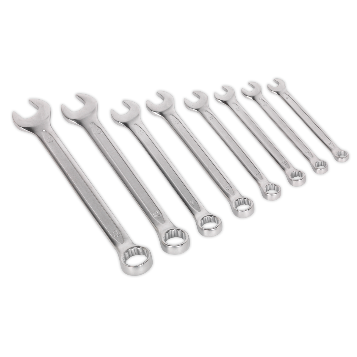 Sealey Combination Spanner Set 8pc Cold Stamped Metric Slim Style AK63252