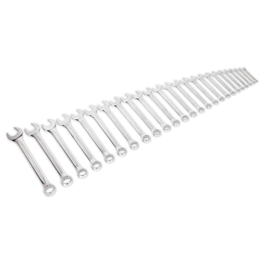 Sealey Combination Spanner Set 25pc Metric Chrome Vanadium Steel AK63253