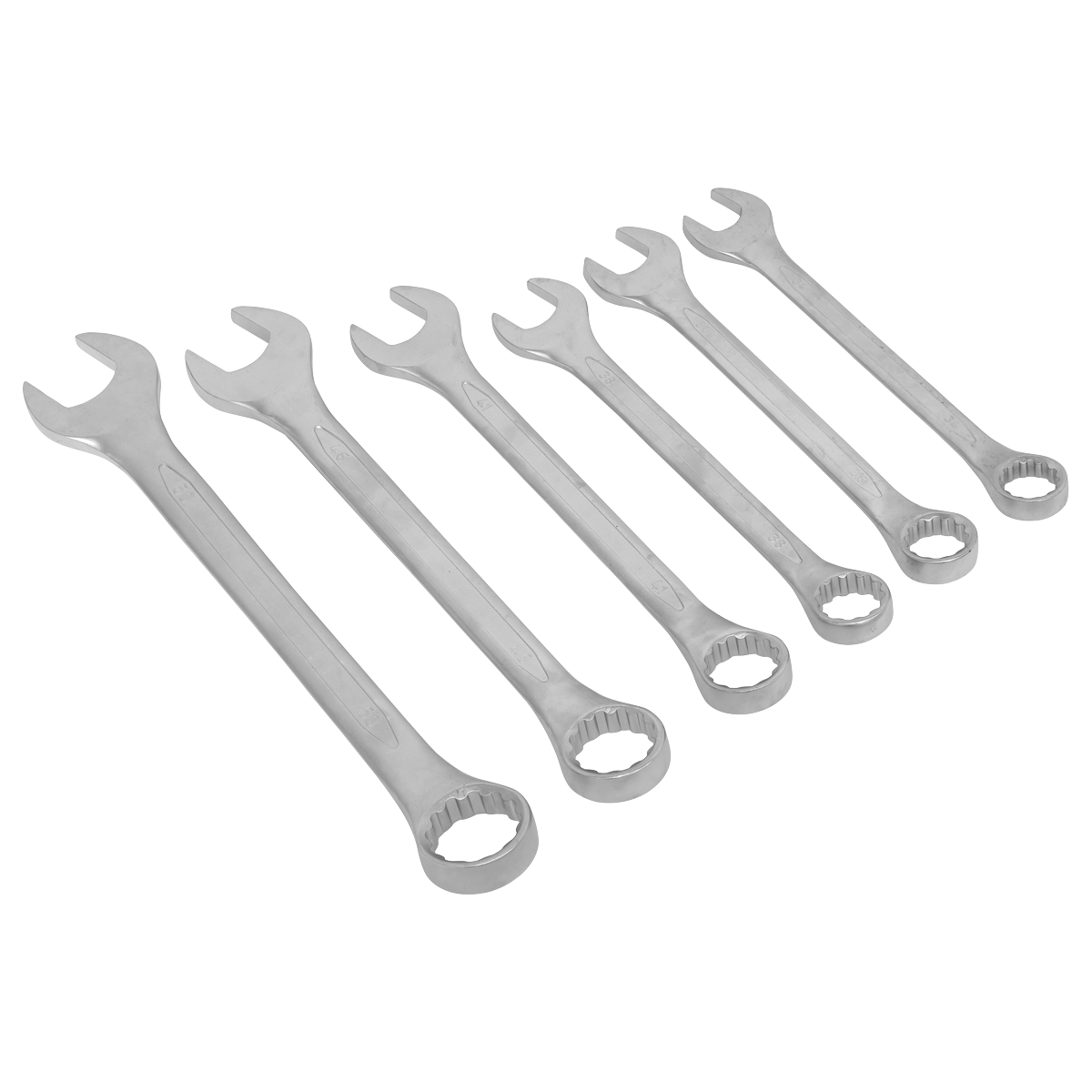 Sealey Jumbo Metric Combination Spanner Set 6 Pcs Chrome Vanadium Steel AK63259