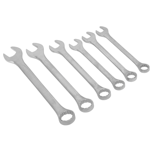 Sealey Jumbo Metric Combination Spanner Set 6 Pcs Chrome Vanadium Steel AK63259