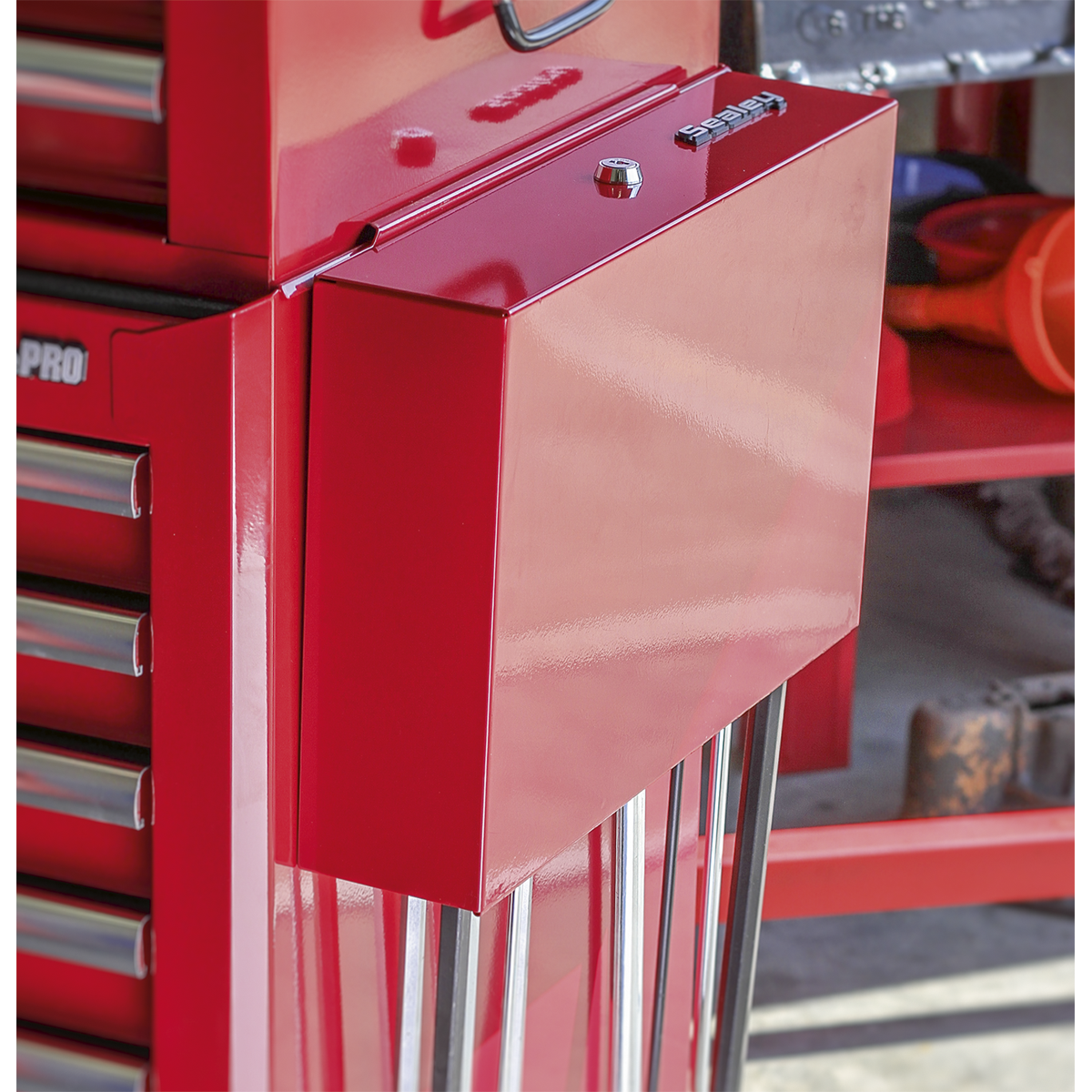 Sealey Side Cabinet For Long Handle Tools With Lock and Two Keys - Red APLHT