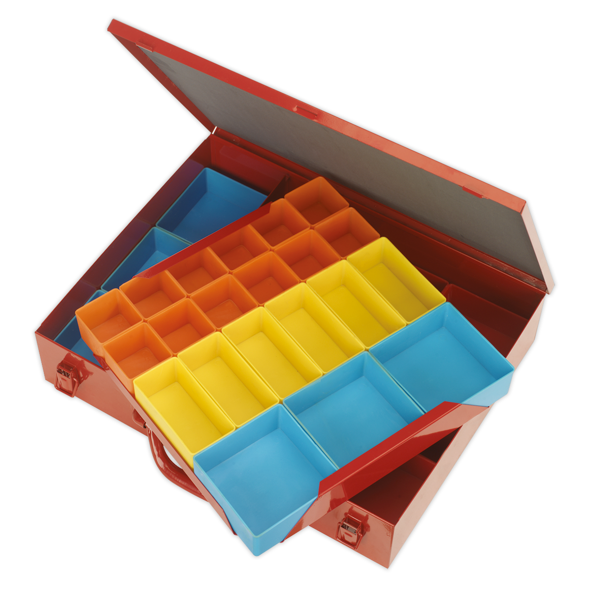 Sealey Metal Case Tool Box Durable 2 Layer With 27 Storage Removable Bins APMC27