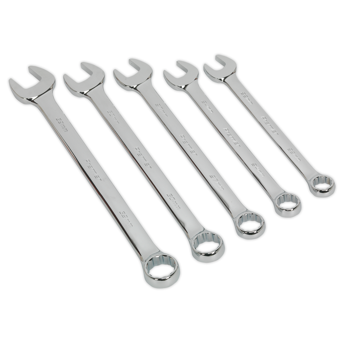 Sealey Combi Spanner Set Jumbo 5 Pieces Metric Chrome Vanadium Steel AK6329