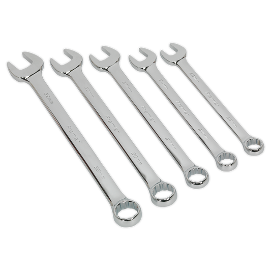 Sealey Combi Spanner Set Jumbo 5 Pieces Metric Chrome Vanadium Steel AK6329