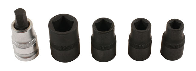 LASER 7811 Pentagon Socket Bit Set 5 Pieces 1/2" Drive 10mm-19mm 38mm Long