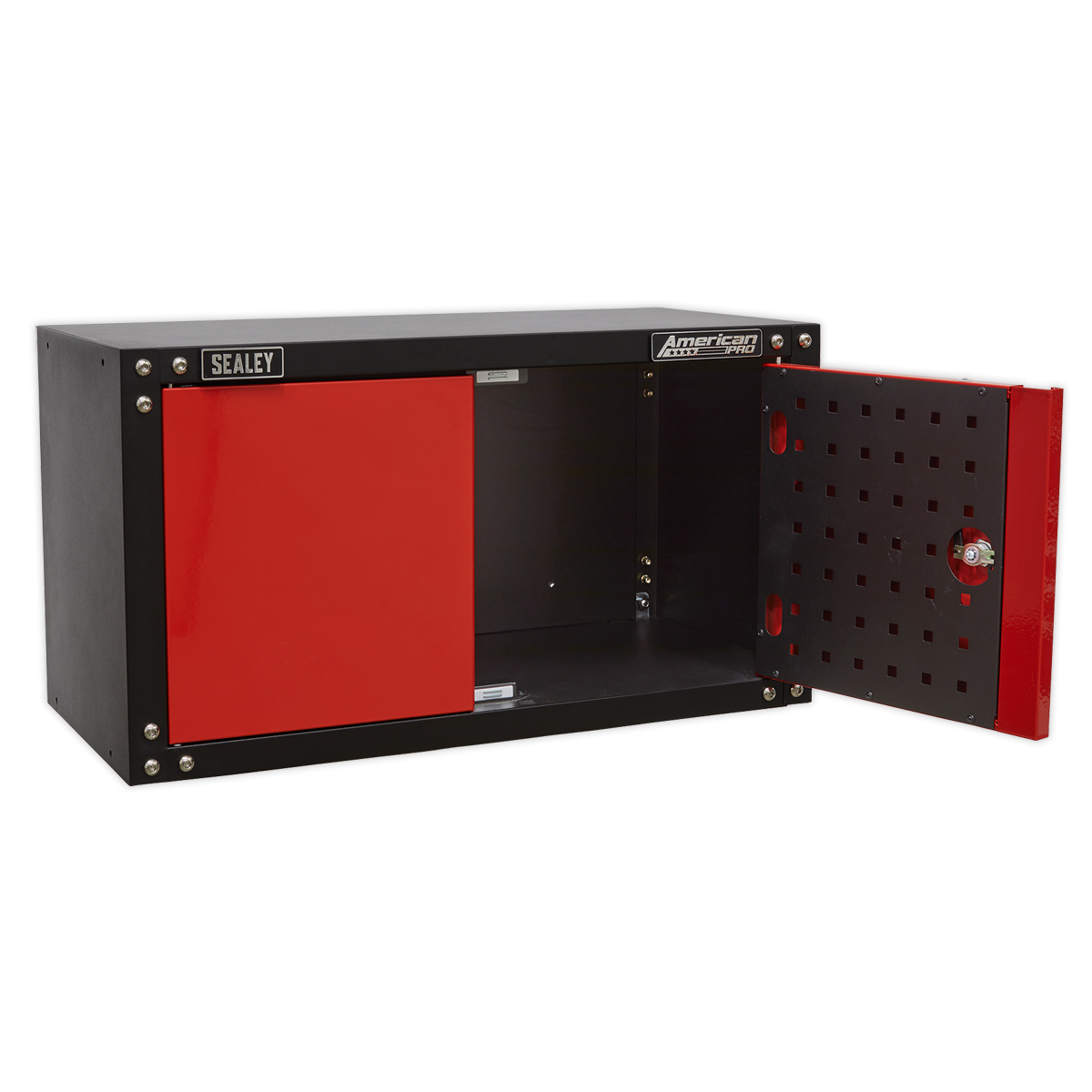 Sealey Modular 2 Door Wall Cabinet With Lock & Two Keys 665mm Red/Black APMS85