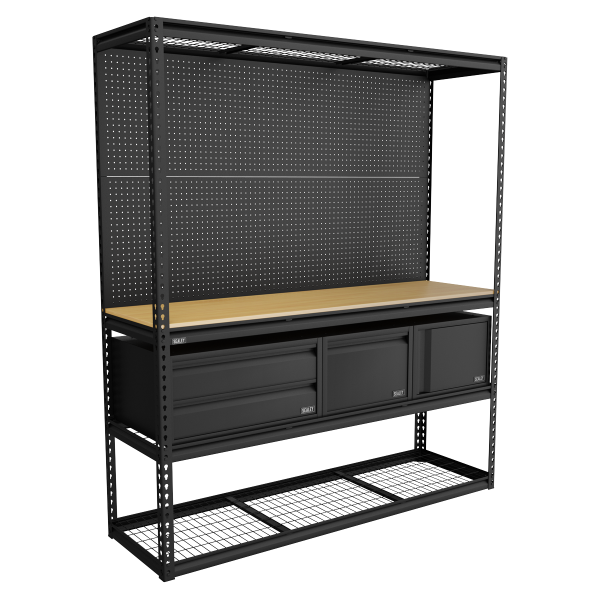 Sealey Heavy-Duty Modular Workbench Racking Kit With 3 Storage Units APMWBCOMBO1