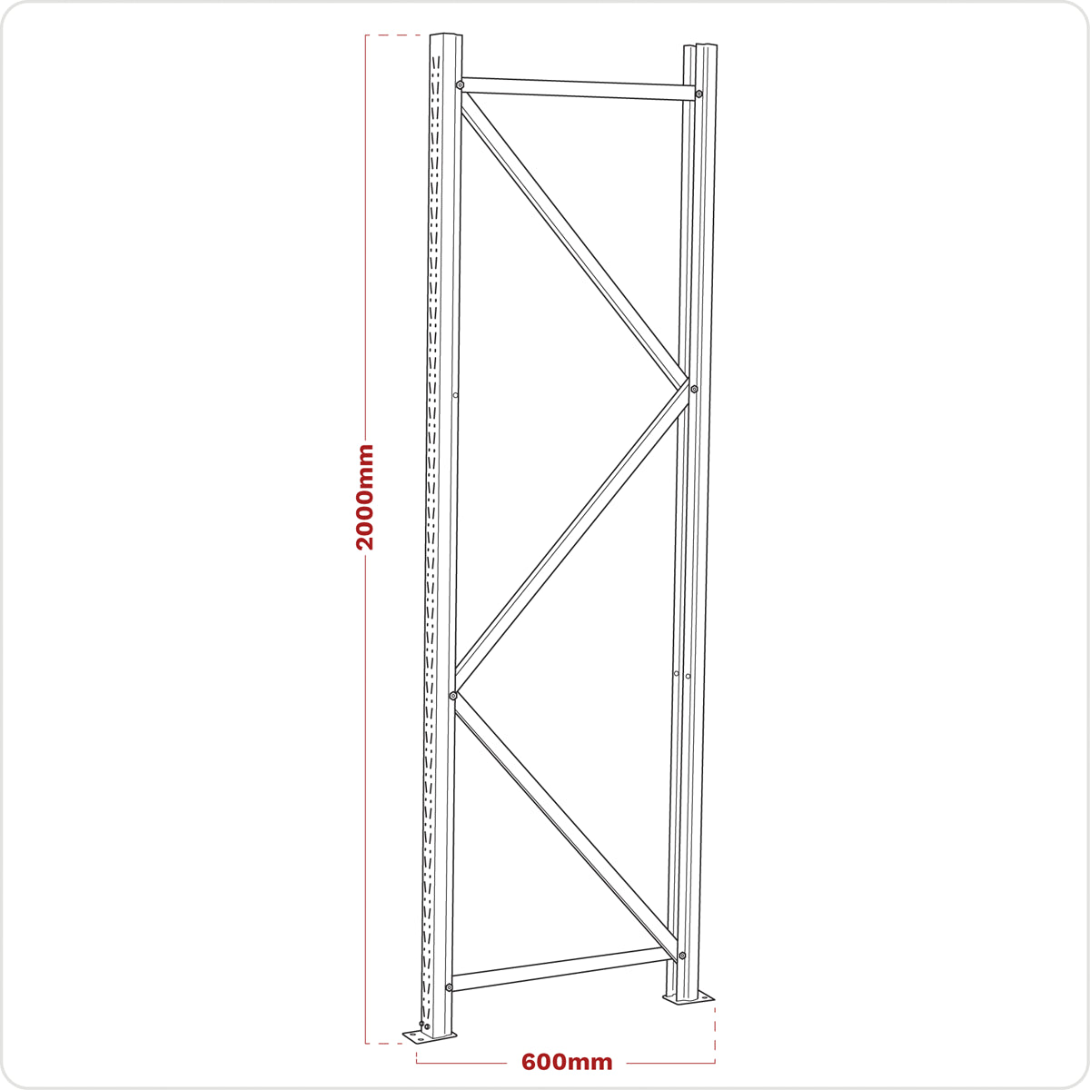 Sealey Frame One End 2000 x 600mm Uprights With Heavy Duty Coating Finish APR602