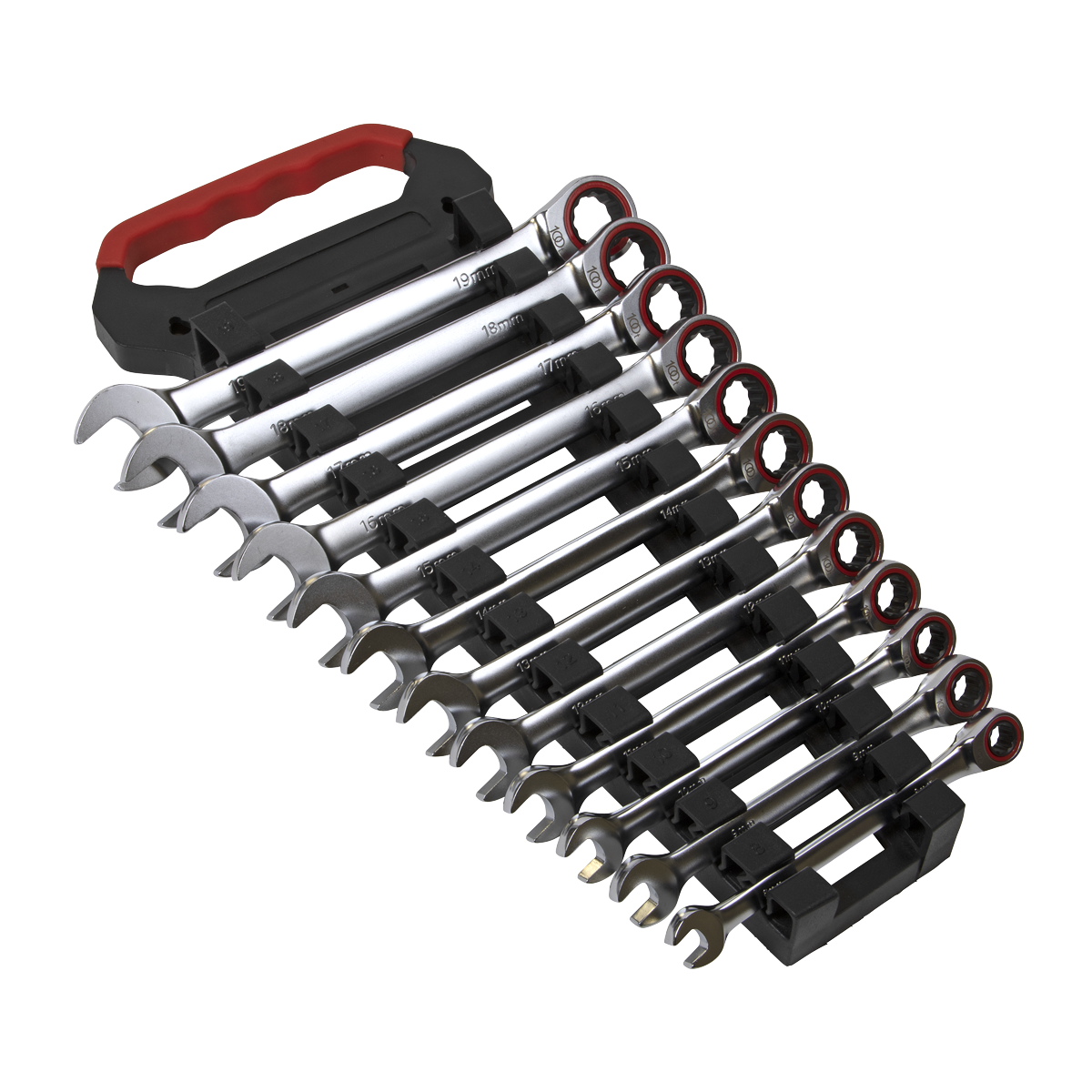 Sealey Ratchet Combination Spanner Set 12 Pieces Platinum Series Metric AK63940
