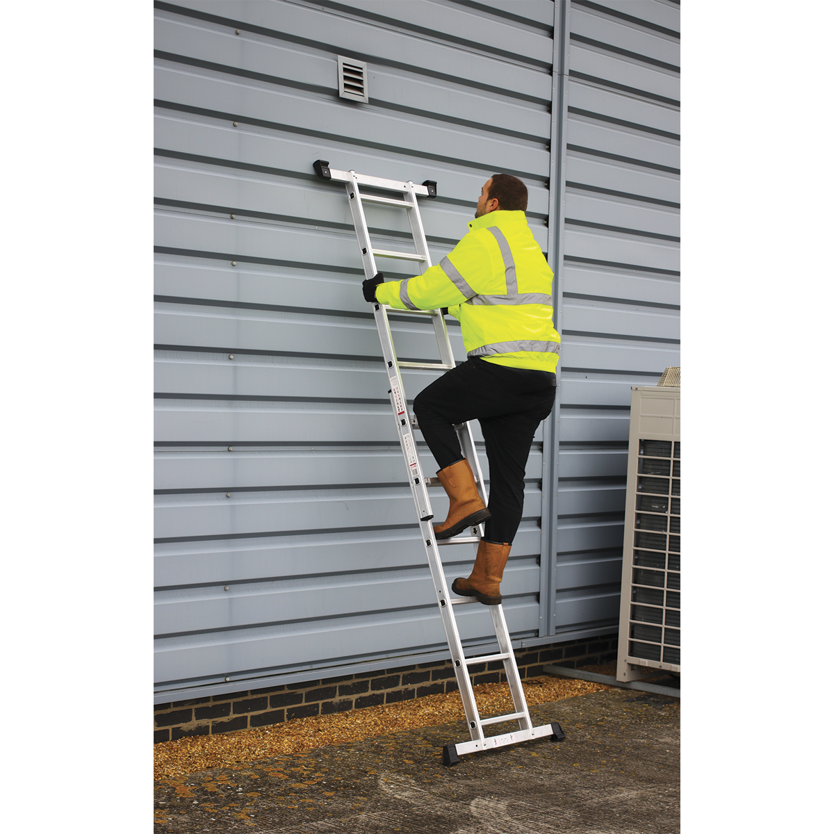 Sealey 4 Way Scaffold Ladder Aluminium 150kg Capacity 2.7m Height ASCL2