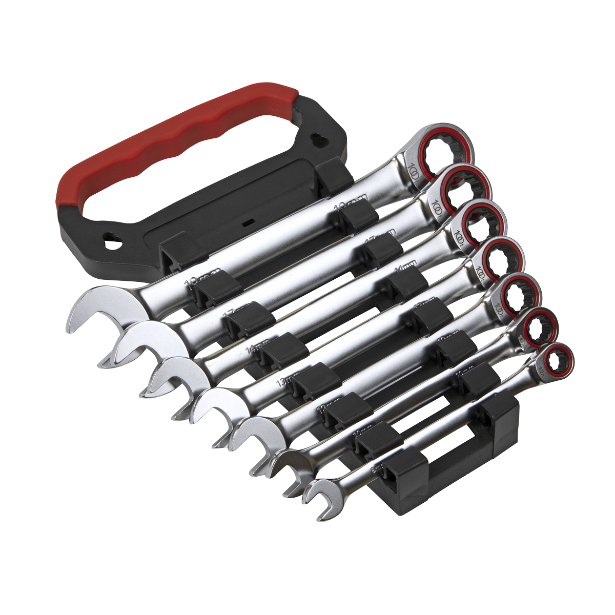 Sealey Ratchet Combination Spanner Set 7 Pieces Platinum Series Metric AK63941