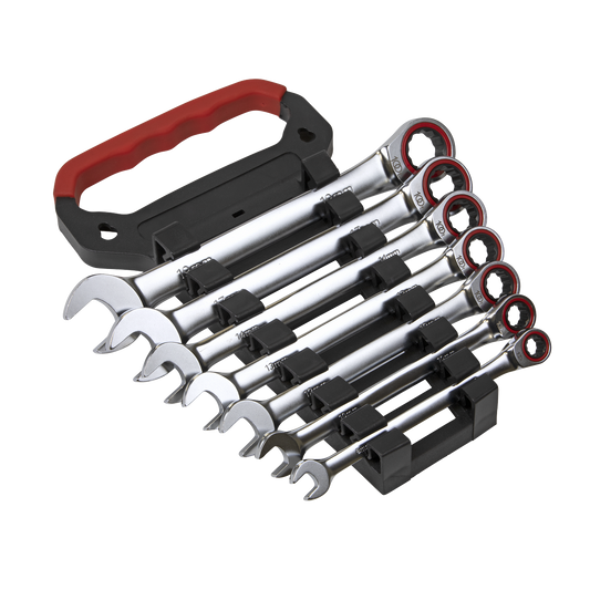Sealey Ratchet Combination Spanner Set 7 Pieces Platinum Series Metric AK63941