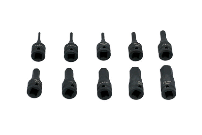 LASER 7838 10Pcs Screwdriver Allen Key Impact Hex Bit Set 1/4" Drive CrMo Steel
