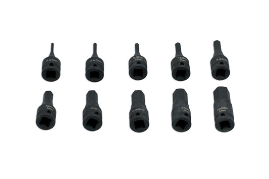 LASER 7838 10Pcs Screwdriver Allen Key Impact Hex Bit Set 1/4" Drive CrMo Steel
