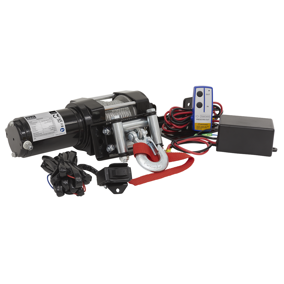 Sealey ATV Winch 1000kg Line Pull Wireless 12V Pull & Turn Clutch ATV1000W