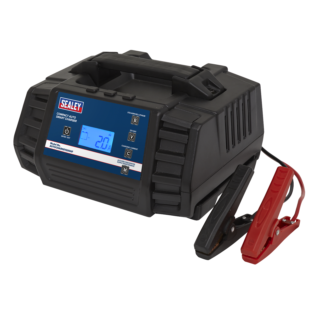 Sealey Compact Auto Smart Charger 12A 9-Cycle 12V 24V Lithium AUTOCHARGE1200HF