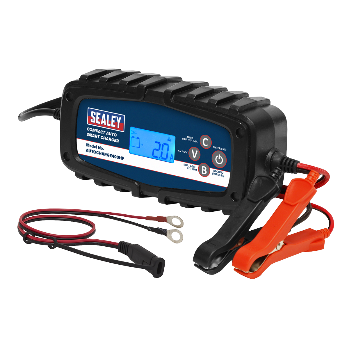 Sealey Compact Auto Smart Charger 4A 9-Cycle 6/12V Lithium AUTOCHARGE400HF
