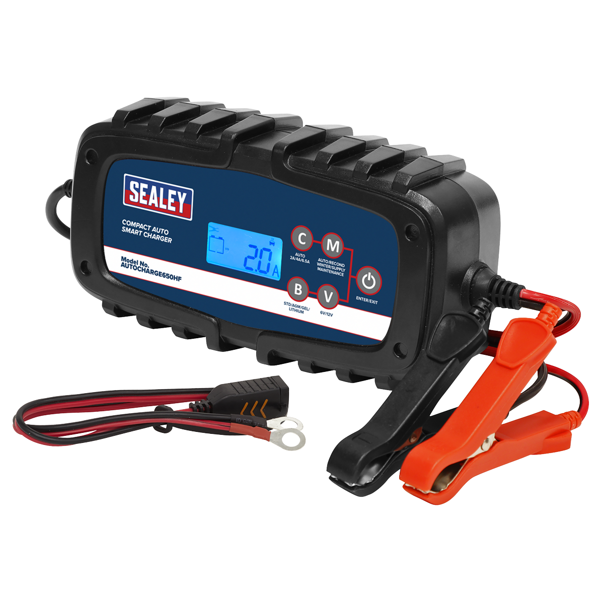 Sealey Compact Auto Smart Charger 6.5A 9-Cycle 6V 12V Lithium AUTOCHARGE650HF