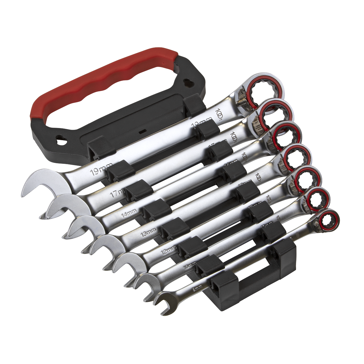 Sealey Reversible Ratchet Combination Spanner Set 7 Pieces Metric AK63945