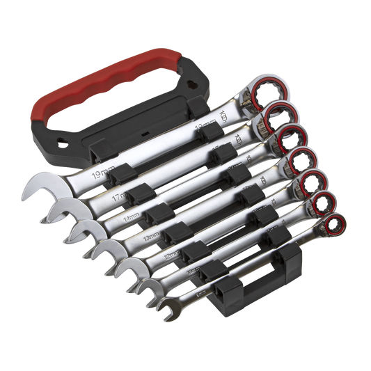 Sealey Reversible Ratchet Combination Spanner Set 7 Pieces Metric AK63945