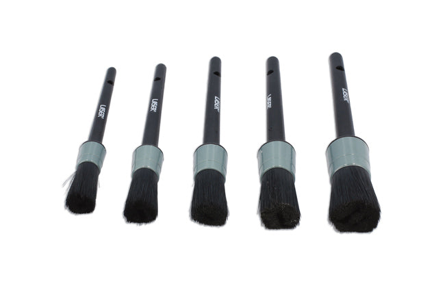 LASER 7844 5-Piece Detailing Brush Set Plastic Handles For Automotive Cleaning