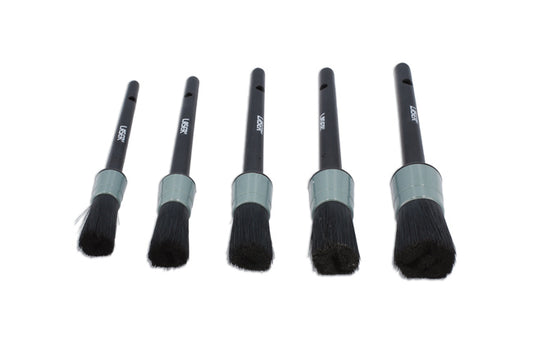LASER 7844 5-Piece Detailing Brush Set Plastic Handles For Automotive Cleaning