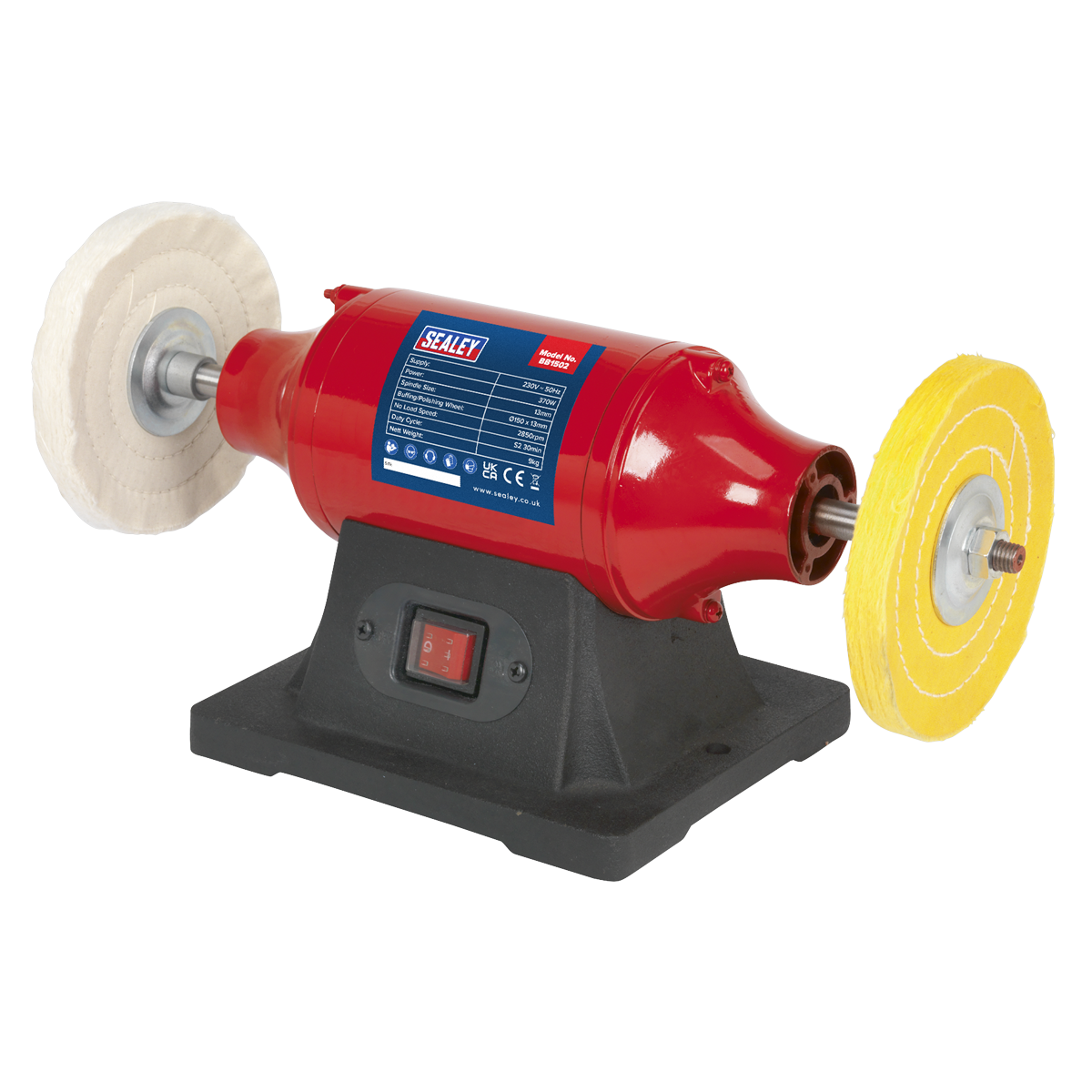 Sealey Bench Mounting Buffer/Polisher 150mm 370W/230V 3-Pin Plug BB1502