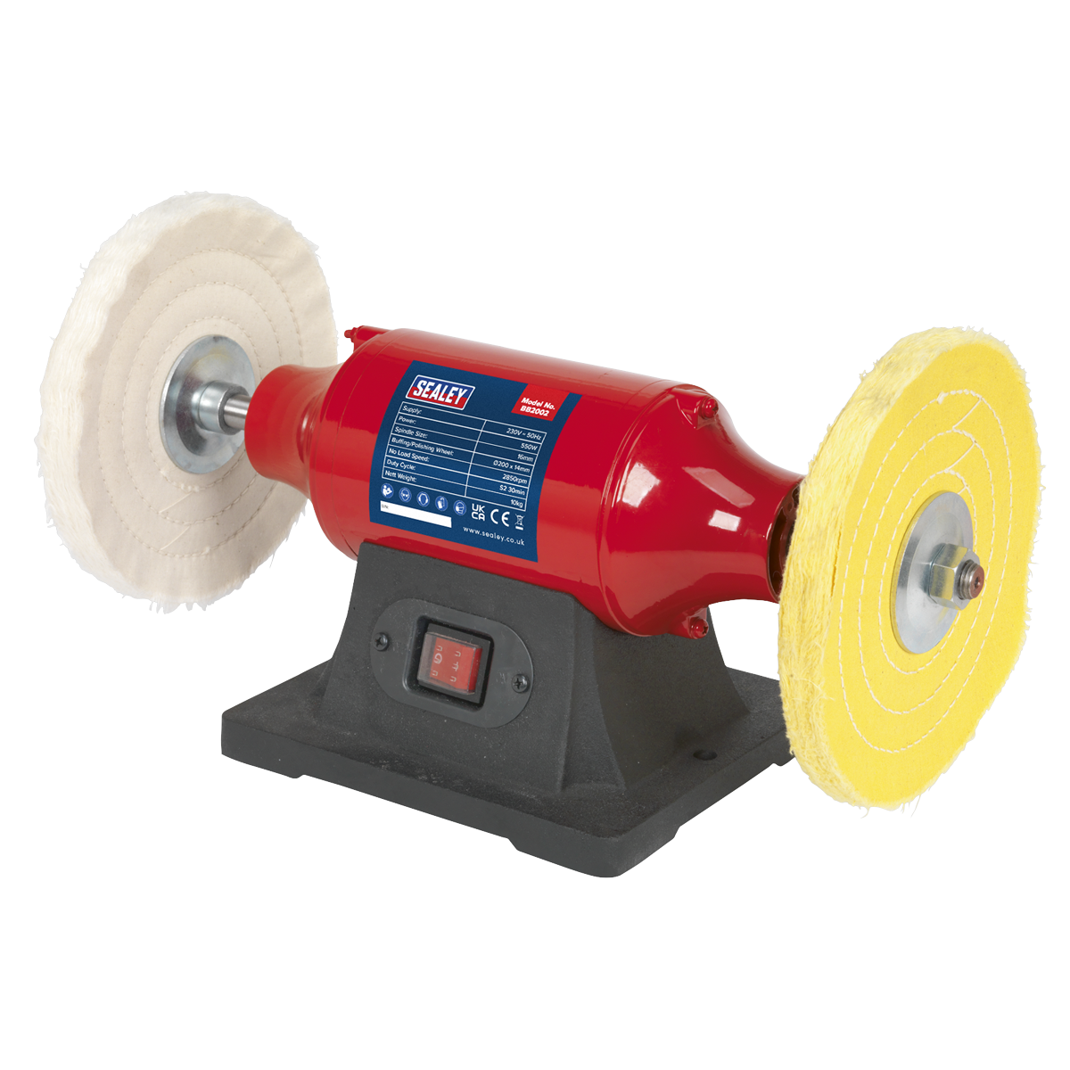 Sealey Bench Mounting Buffer/Polisher 200mm 550W/230V 3-Pin Plug BB2002