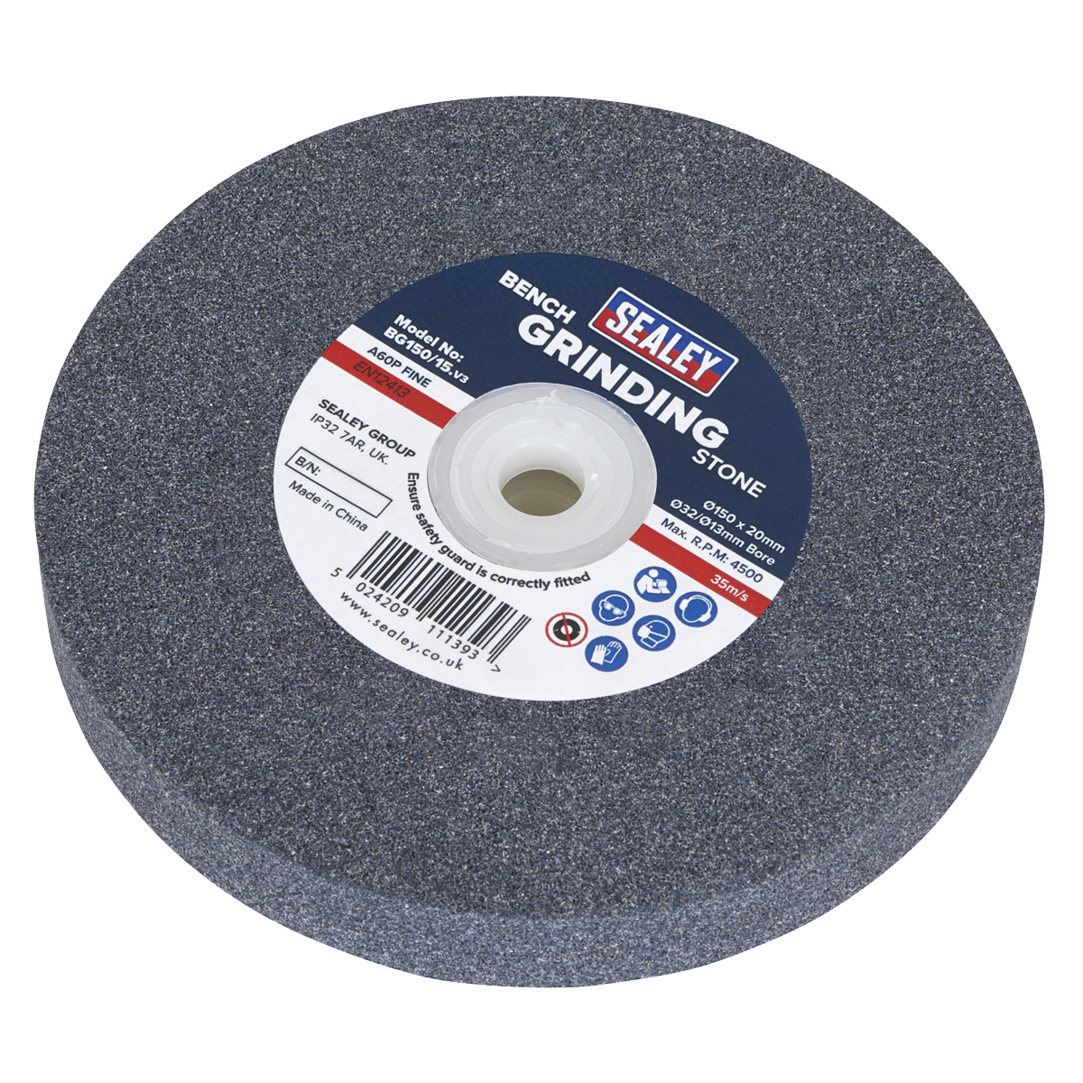 Sealey 150mm Aluminium Oxide Grinding Stone For Bench Grinder A60P Fine BG150/15